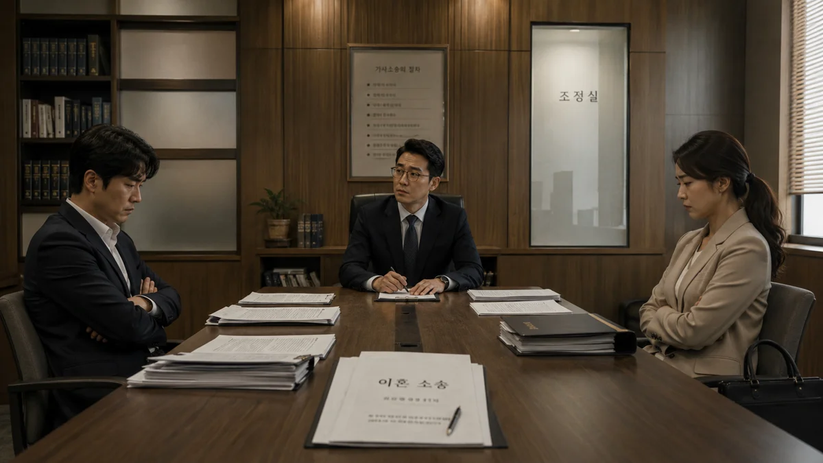 남양주 재산은닉 이혼 소송|이혼 소송 및 조정을 진행 중인 법률 상담 장면